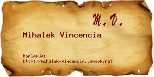Mihalek Vincencia névjegykártya